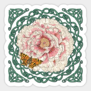 Celtic Peony and Comma Butterfly Sticker